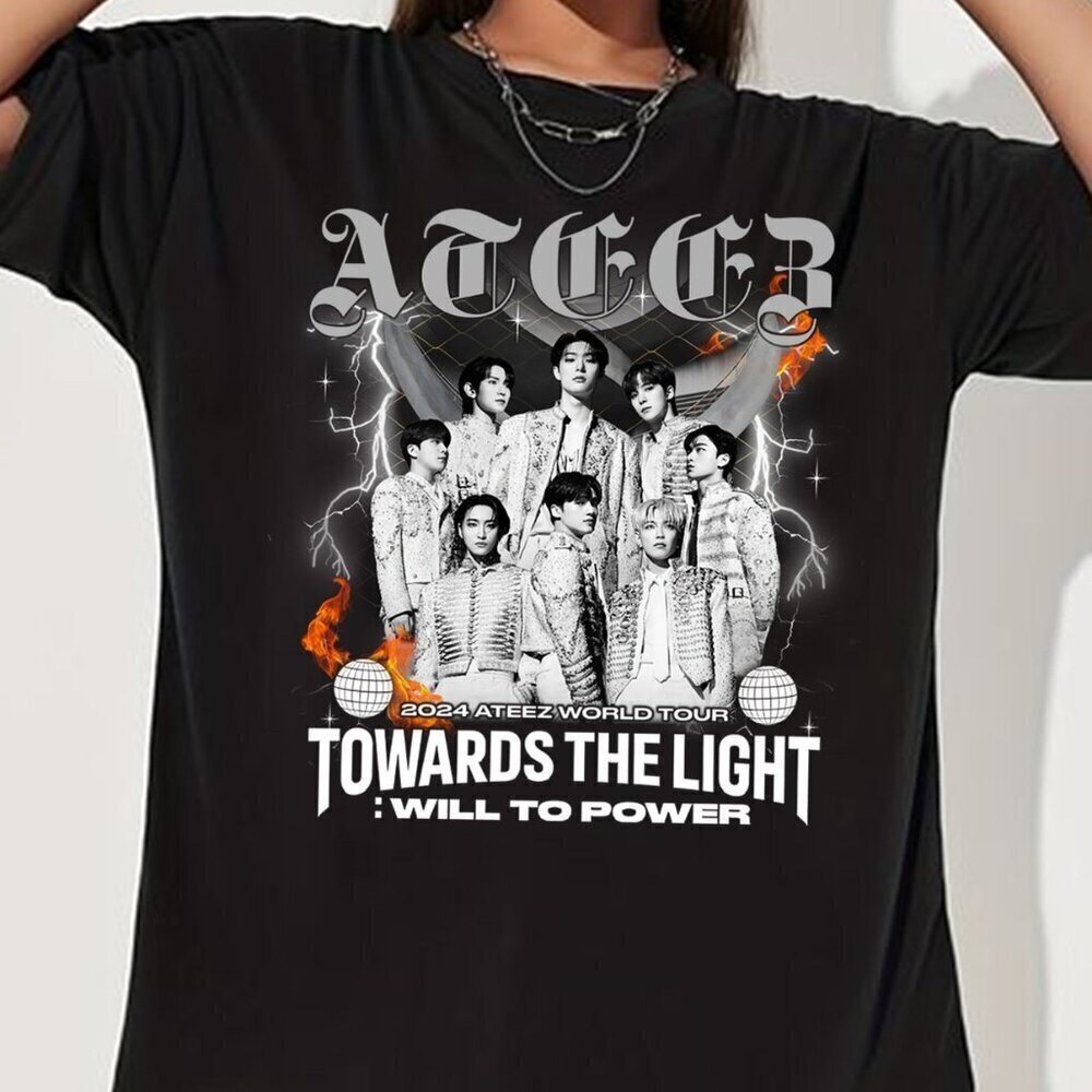 Retro Ateez Towards The Light Will To Power World Tour Tshirt Gift For Fan